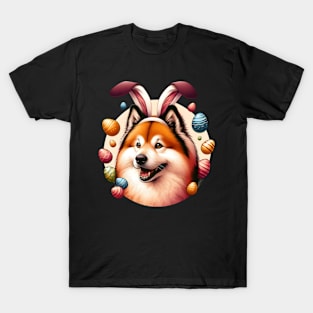 Finnish Spitz Enjoys Easter with Bunny Ears Headband T-Shirt